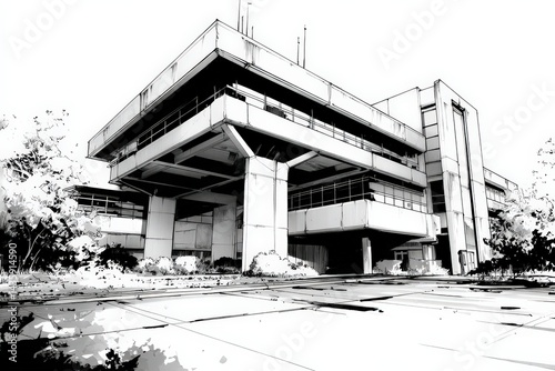 Obraz na płótnie Modern Architectural Design of a Unique Structural Building w salonie