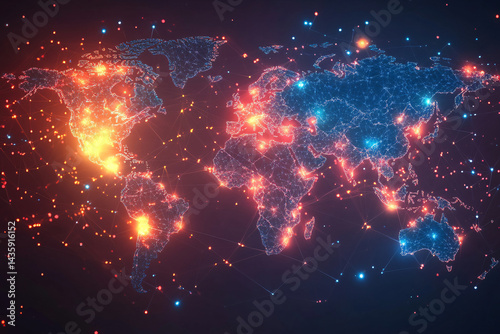 Obraz na płótnie Futuristic World Map w salonie