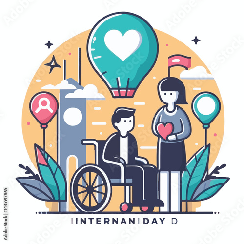 world, poster, care, international, disability, illustration, vector, awareness, concept, people, global, day, disabilities, banner, worldwide, month, happy, rights, prevention, health, help, graphic 