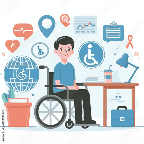 world, poster, care, international, disability, illustration, vector, awareness, concept, people, global, day, disabilities, banner, worldwide, month, happy, rights, prevention, health, help, graphic 