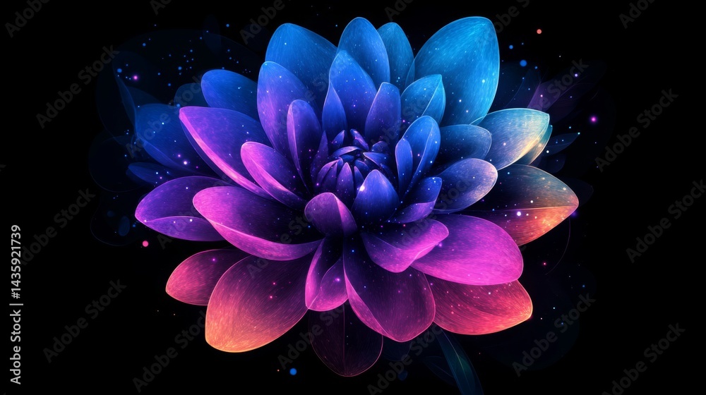 Cosmic Flower: Blue, Pink, and Purple Galaxy Bloom Cosmic Flower: Blue, Pink, and Purple Galaxy Bloom