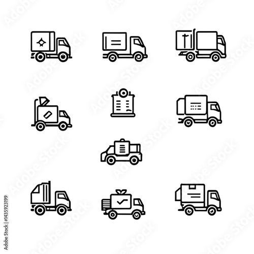 【配送トラックアイコンセット】｜Delivery Truck Icon Set