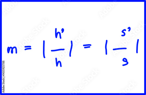optical physics, image magnification formula