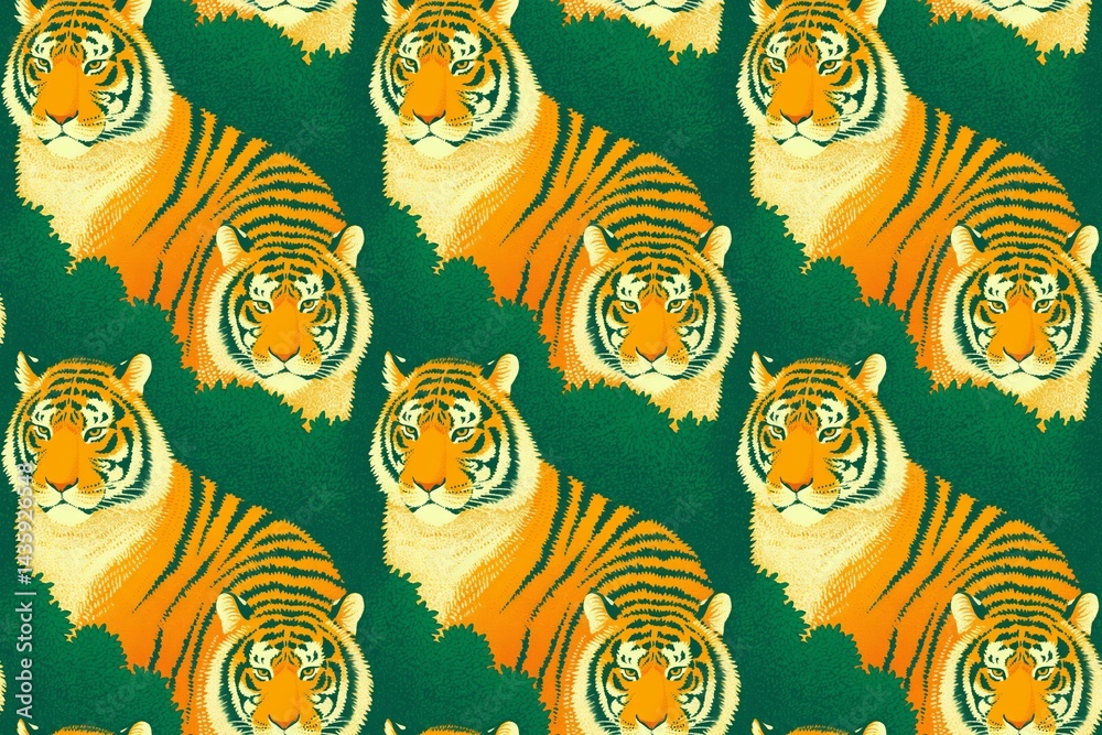 Fototapeta premium Bold Tiger Stripes Seamless Pattern in Orange and Black