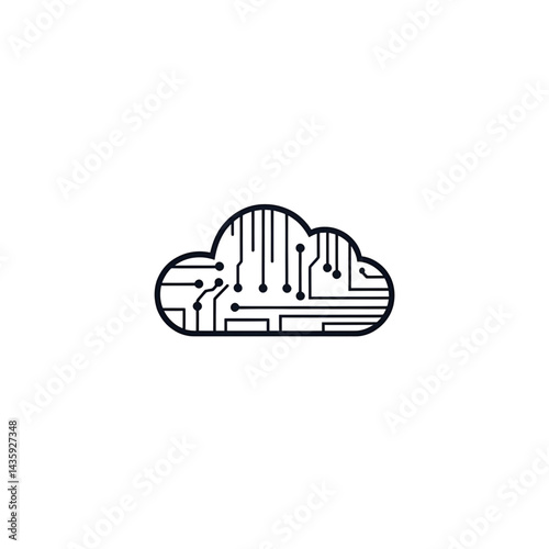Cloud Computing Icon with Circuit Board Design.