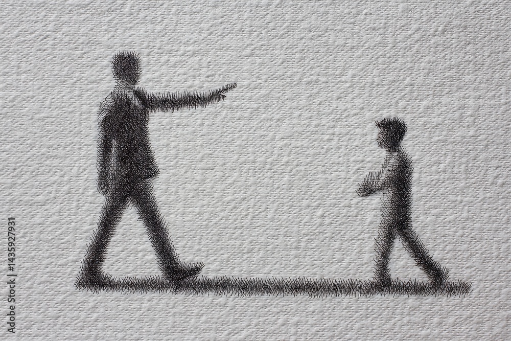 Parental Guidance and Direction of a Child in Artistic Illustration