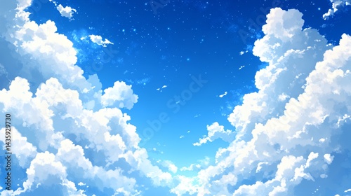 Obraz na płótnie A serene sky filled with fluffy clouds in vibrant shades of blue. w salonie