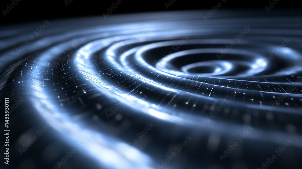 Close-up of vibrant, swirling blue light waves creating a mesmerizing pattern.