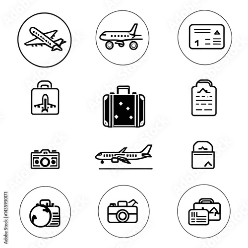 世界旅行と観光アイコンセット｜World Travel and Tourism Icon Set
