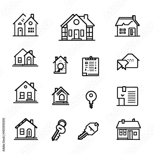 住宅と建築デザインアイコンセット｜House and Architecture Design Icon Set