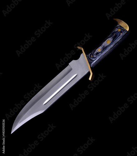 Canvas Print Bowie Knife isolate over Black