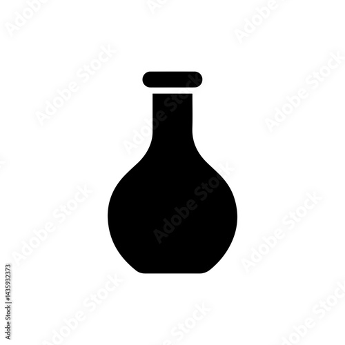 Minimal Black Flask Icon with Narrow Neck Design