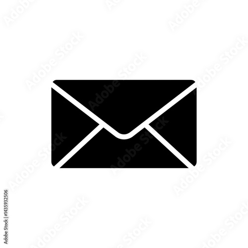 Simple Black Envelope Icon with Closed Flap