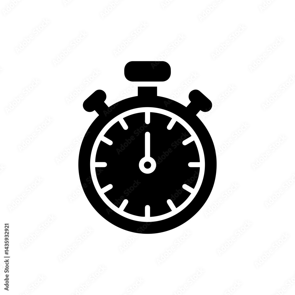 Solid Black Stopwatch Icon with Rounded Edges Solid Black Stopwatch Icon with Rounded Edges
