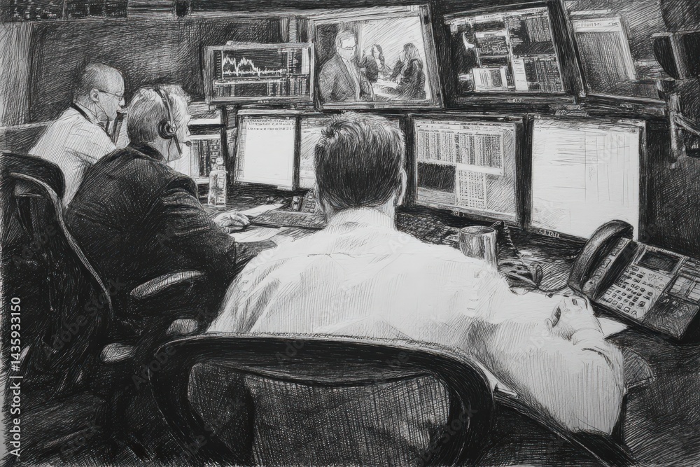 Professionals Analyzing Financial Data in a Modern Office Environment