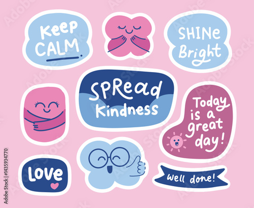 Motivational quotes element hand drawn sticker collection