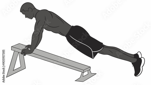 Silhouette Of A Strong Man Performing Lsit Exercise On Parallel Bars Demonstrating Strength And Core Stability On White Background