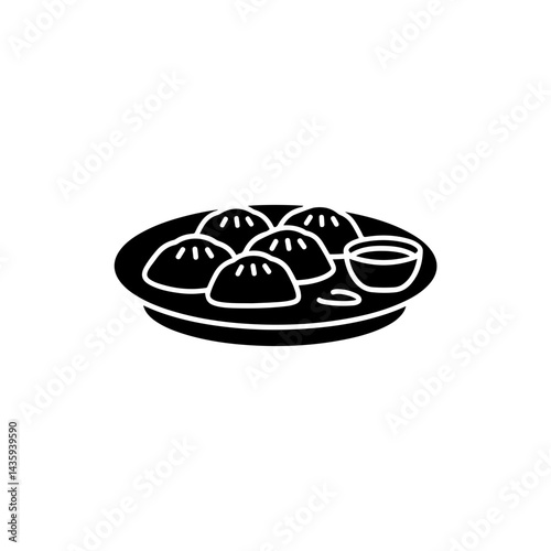 Icon of a Plate of Dumplings with Dipping Sauce