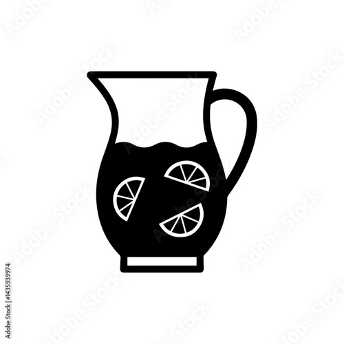 Icon Showing a Pitcher of Ice Tea with Lemon Wedges