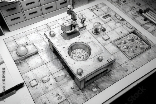 Obraz na płótnie Scientific Laboratory Workspace with Equipment and Experiment Tools w salonie