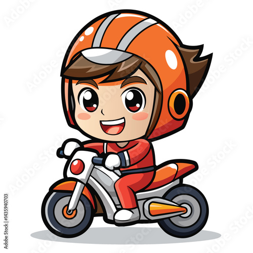 Cute cartoon character riding a motorcycle (3)