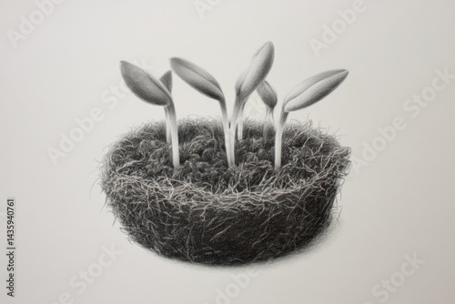 Obraz na płótnie Seedlings Growing in Nest Illustrating Nature and New Life Concepts w salonie