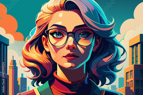 Glamour lady with stylish sunglasses and vibrant makeupGlamour lady with stylish sunglasses and vibrant makeup