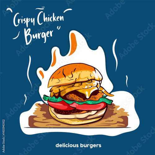 crispy chicken burger delicious 55