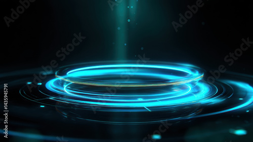 Futuristic Glowing Ring Portal on Dark Background