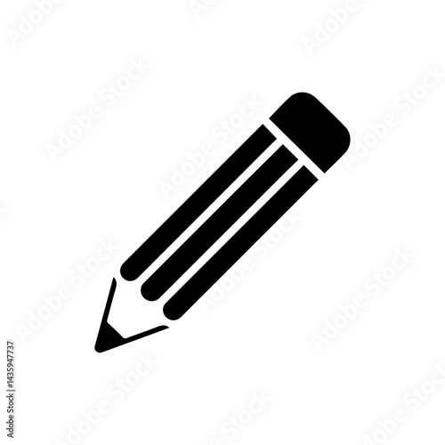 Black Filled Icon of a Pencil with a Sharpener