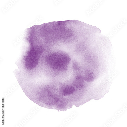 Abstract watercolor stroke of light purple color, hand drawn textured watercolor stain. Painted backdrop with brush stroke. For prints, logos, banners, icons, greeting cards, postcards, backgrounds.