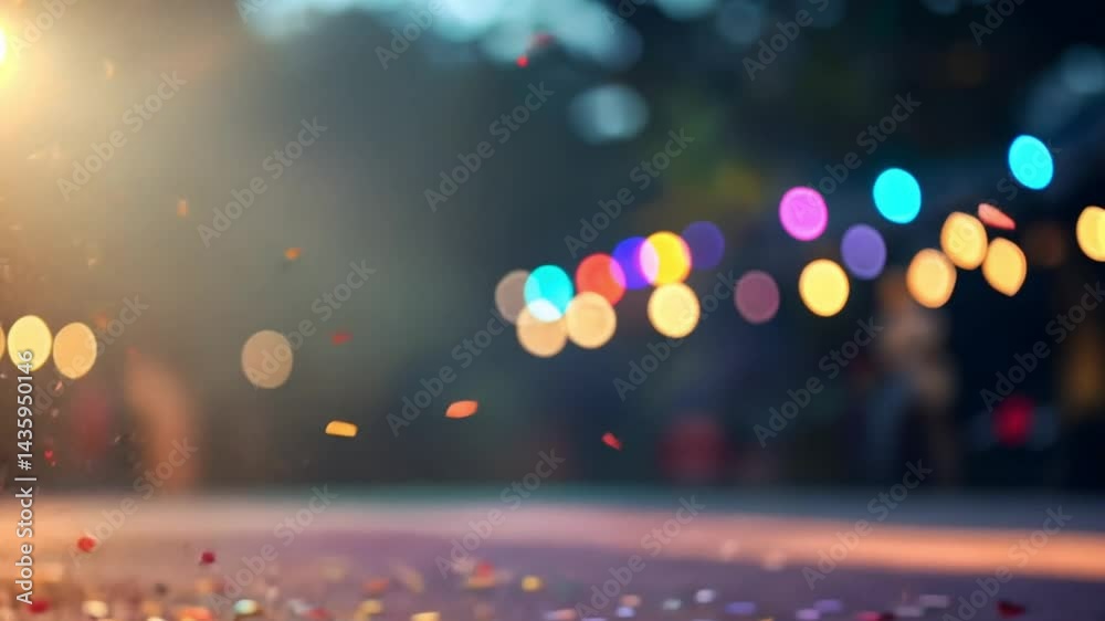 Festive Bokeh Lights - Vibrant Celebratory Scene, Full HD 4K New Stock Video Footage Download, Dreamy Confetti Motion