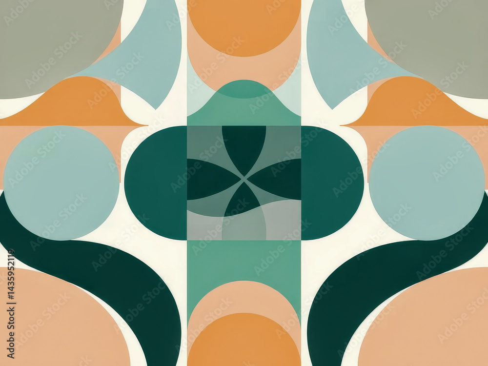 A colorful abstract painting with a green circle in the center. The painting is full of different shapes and colors, creating a sense of movement and energy