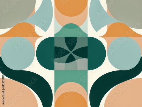 Obraz na płótnie A colorful abstract painting with a green circle in the center. The painting is full of different shapes and colors, creating a sense of movement and energy w salonie