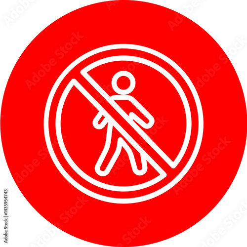 No Trespassing Vector Line White Circle Red Icon Design