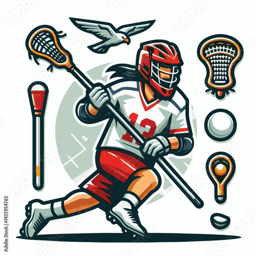 sport, team, game, ball, illustration, athlete, vector, competition, lacrosse, match, isolated, stick, equipment, design, silhouette, play, black, graphic, athletic, background, field, sports, player,