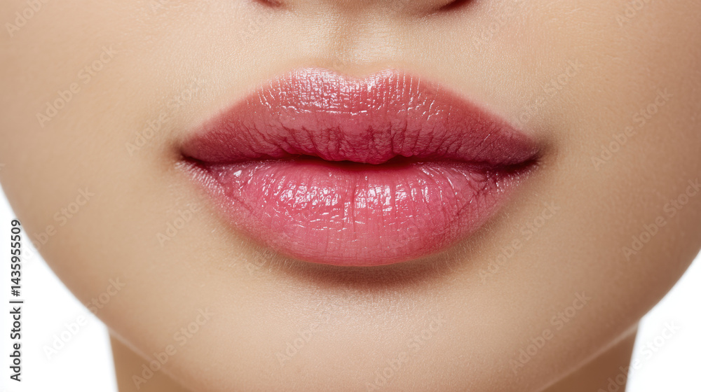 Fototapeta premium Natural Soft Pink Lips Beauty Close-Up