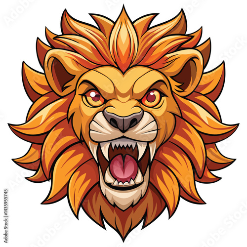 Fierce Lion Head Illustration