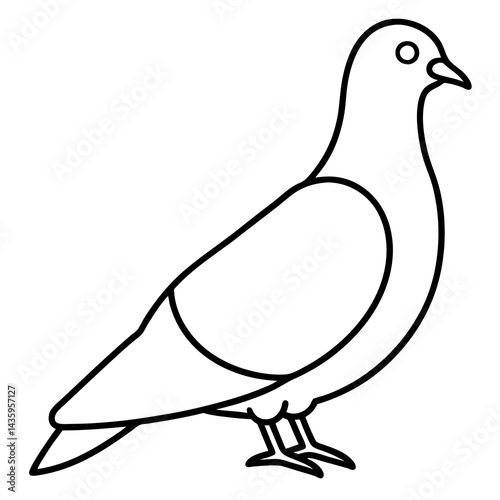 Stylized Pigeon Line Art Vector