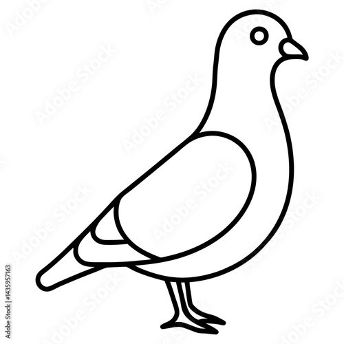 Stylized Pigeon Line Art Vector