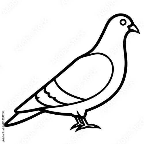 Stylized Pigeon Line Art Vector