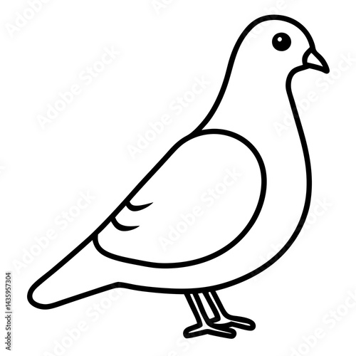 Stylized Pigeon Line Art Vector