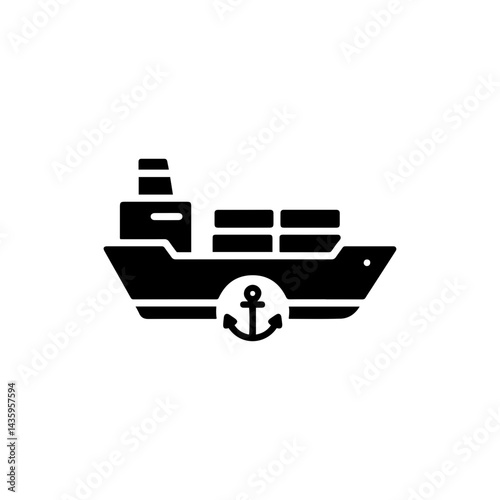 Cargo Ship with Anchor Symbol Icon
