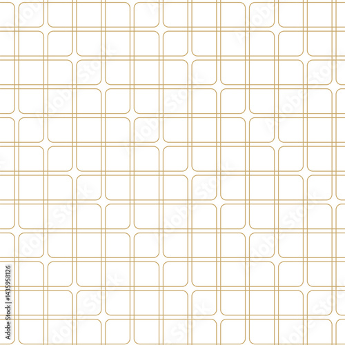 Abstract geometric pattern with crosses, stripes, lines. Seamless vector background. White and gold ornament. Modern reticulated graphic design.