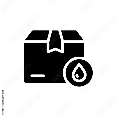 Black Filled Icon Representing a Container with Weatherproof Symbol