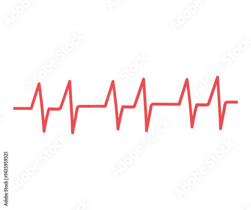 Heartbeat line. Red Heart rate pulse rhythm. Flat decorative vector design isolated illustration.