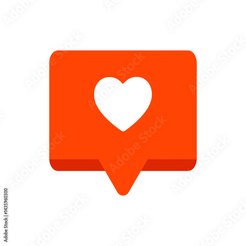 Social media heart like speech bubble icon. Communication, favorite, feedback concepts. Flat modern vector design isolated illustration.