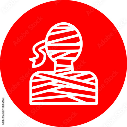 Mummy Vector Line White Circle Red Icon Design