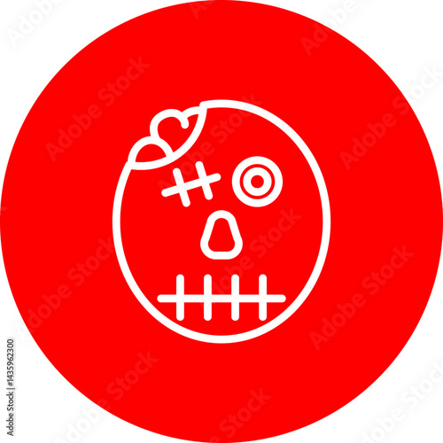 Zombie Vector Line White Circle Red Icon Design