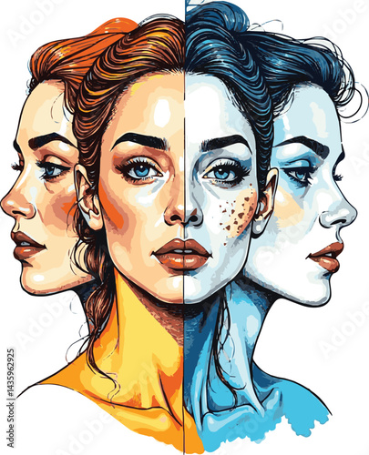 Create he style is modern and it is a detailed illustrator with white background.